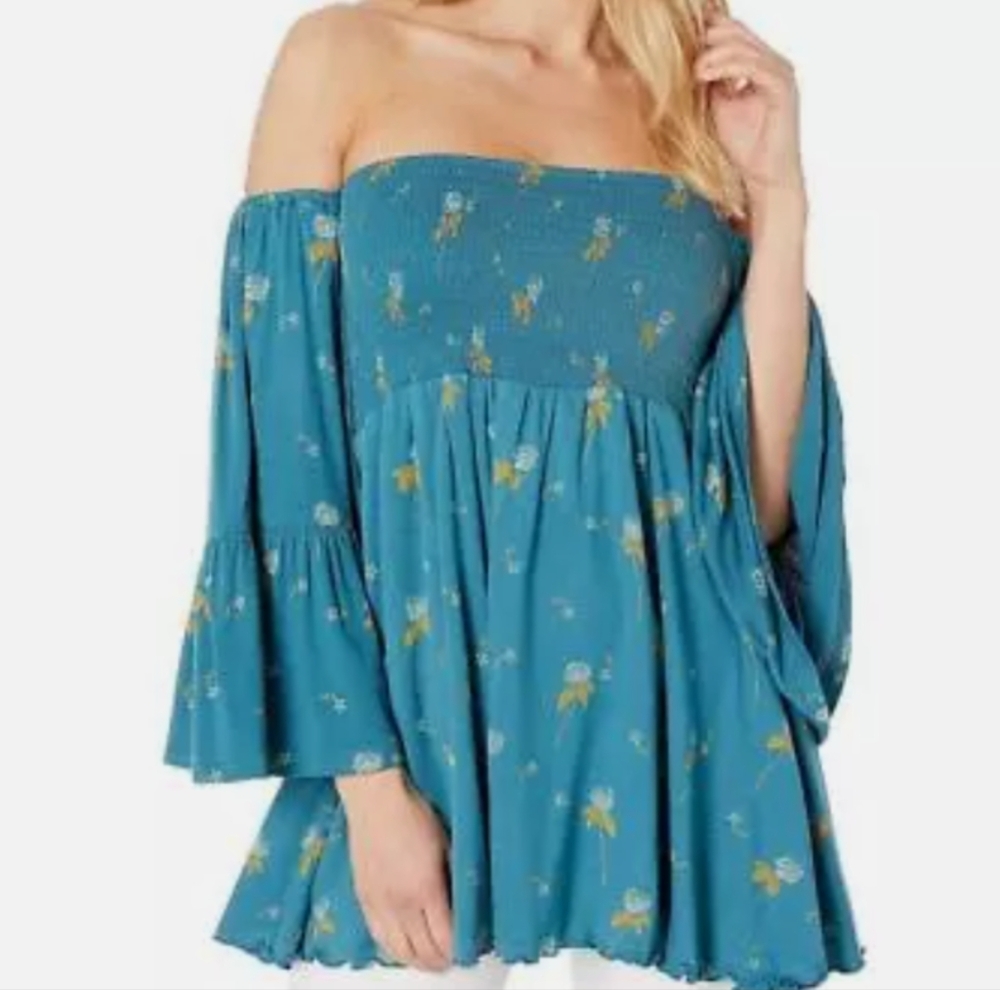 Free People Lana Off Shoulder Floral Tunic Size Large